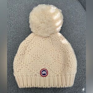Cream Cable Knit Canada Goose Beanie
